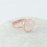 Morganite Quartz Silver Gemstone Bezel Ring - 925 Sterling Silver Ring - Gemstone Rose Gold Ring - Artisan Jewelry - Jewelry for Everyday